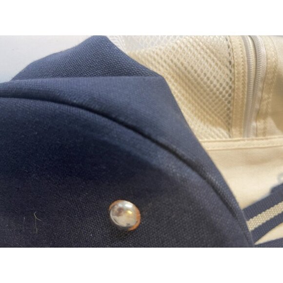 Scarborough & Tweed White Blue Large Drawstring Beach Bag Duffle Banker Gym Navy - Picture 11 of 12